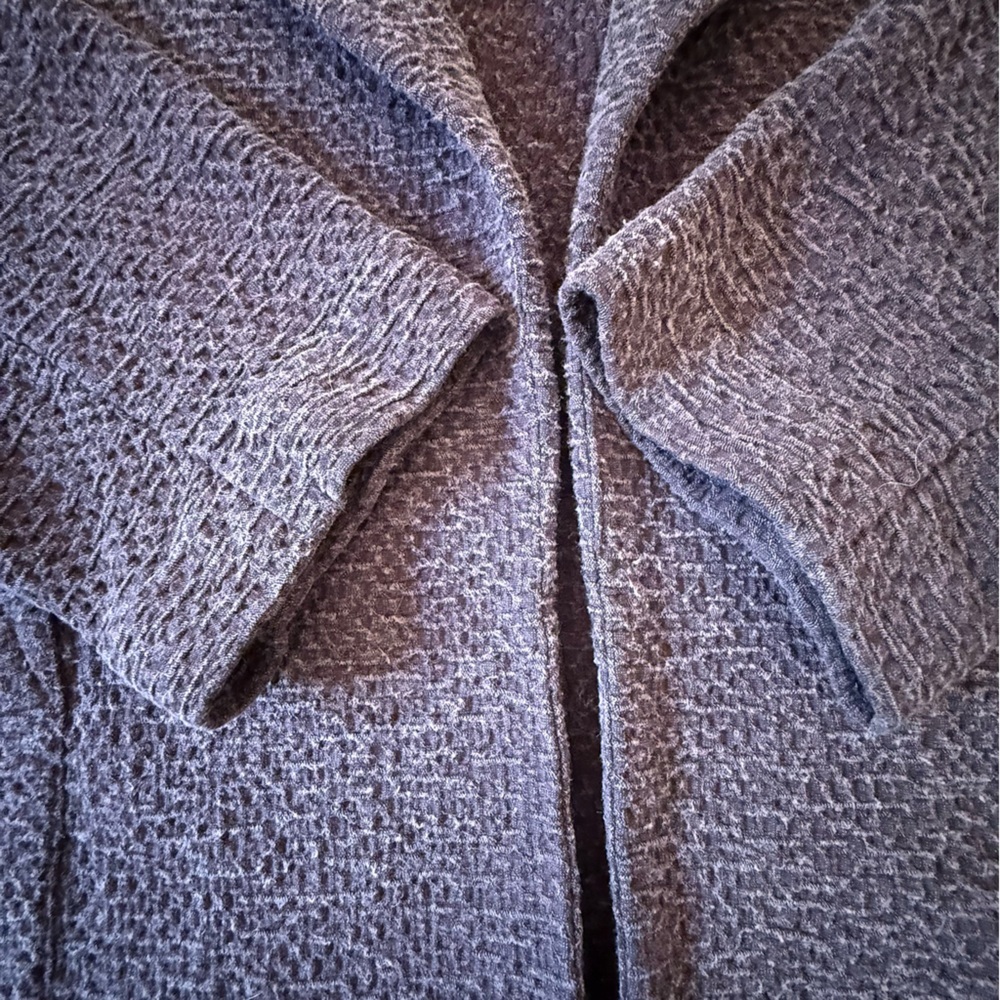 Eileen Fisher Cassis Crosshatch Tencel Open Front Notch Collar Plum Jacket 2X - Picture 9 of 14